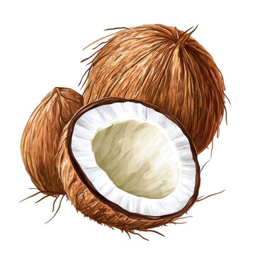 coconuts brown cut open white background clip art preview