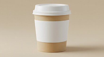 A coffee cup sleeve with a blank label. Food and Beverage