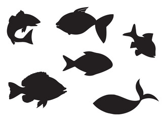 set of fish silhouettes