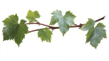 Green Grapevine Branch Against White