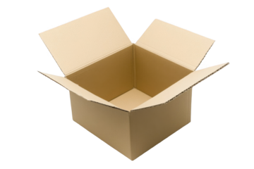 White open mockup of a cardboard box for product presentation on a white background