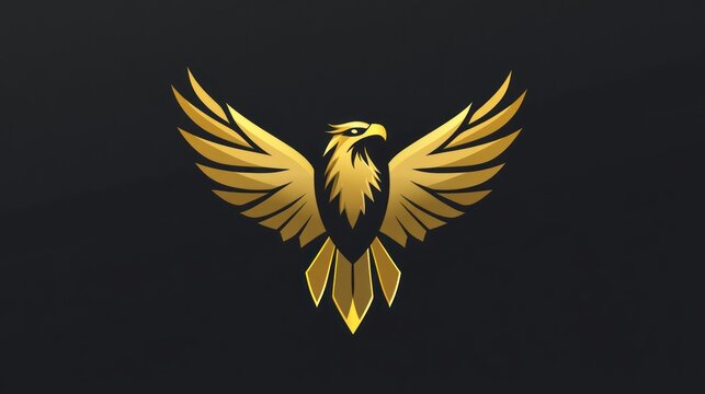 Golden eagle wings spread, dark background, power symbol, logo design (1)