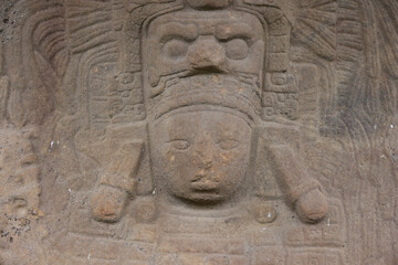 Detail of a Mayan stele at the Quirigua site, Guatemala