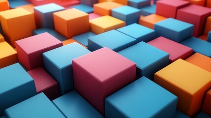 Obraz premium Vibrant colored cubes playfully arranged create an energetic abstract background. AI Generated