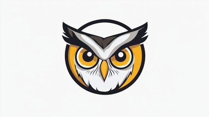 Fototapeta premium Cute Owl Logo Design on White Background