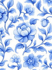 Blue floral pattern; elegant design, perfect for fabric, wallpaper, or home decor
