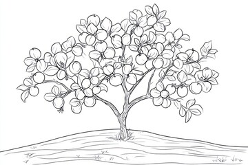 Fruit Tree Drawing, Simple Illustration