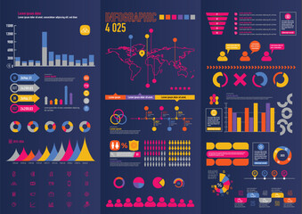 Infographics Elements Set dark