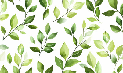 Seamless Watercolor Foliage Pattern Green Leaves for Wallpaper and Textiles