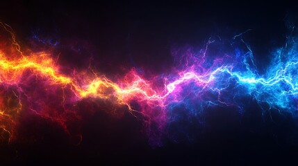 Electric Symphony: A captivating image of a vibrant electric discharge or lightning bolt, with a beautiful blend of colors lighting the dark canvas.