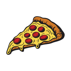 Cheesy Pepperoni Pizza Slice Vector – Delicious Fast Food Illustration
