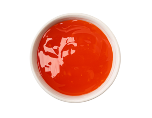 Bowl of sweet chili sauce isolated on white background