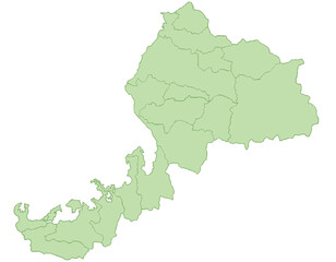 福井県　地図　黄緑　イラスト
