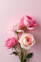Fototapeta premium Bouquet of pink flowers on pink background, flowers for Women's Day 8 March and Mother's Day. Cute card with space for text.