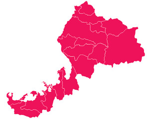 福井県　地図　マゼンタ　イラスト
