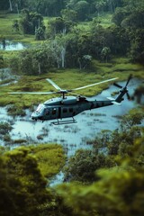 Helicopter Over Swamp