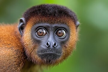 Obraz premium A howler monkey perched high in the canopy, calling loudly into the jungle