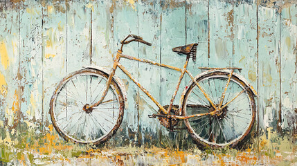 old bicycle on a wooden wall