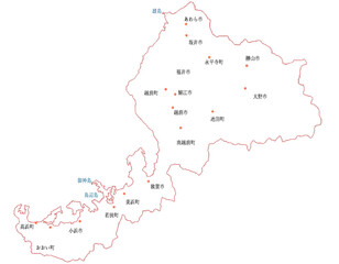 福井県　地図　白　斑点　イラスト