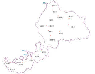 Fototapeta premium 福井県 地図 白 斑点 イラスト
