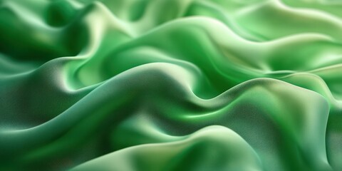 Obraz premium Textured green fabric waves create a serene visual effect in soft light during the afternoon