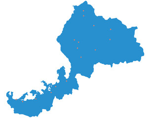 福井県　地図　ブルー　斑点　イラスト
