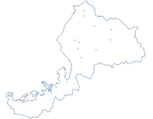 Obraz premium 福井県 地図 白 斑点 イラスト