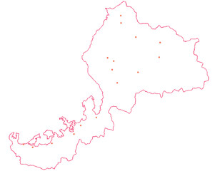福井県　地図　白　斑点　イラスト