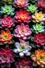 Obraz premium Succulent Aeonium in geometric crystal grid arrangement, plant, home, harmony