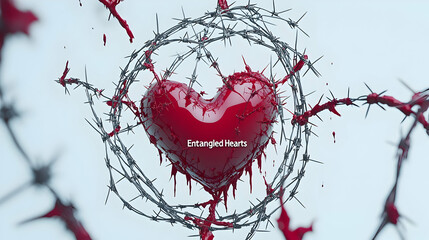 A Heart Surrounded by Barbed Wire Symbolizing Pain and Love