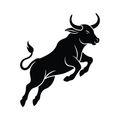 jumping bull of a silhouette art