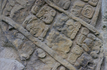 Detail of a Mayan stele at the Quirigua site, Guatemala