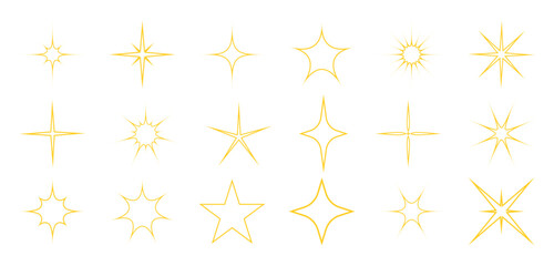 Star vector linear isolated icon in white background. Stars vector icons. Stars collection. Golden Stars isolated on white background. Vector Star.