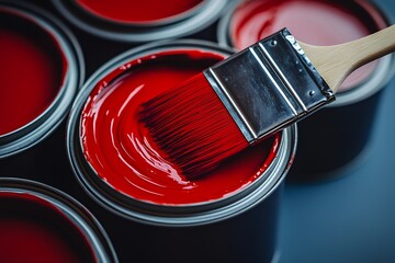 Applying Bright Red Paint with a Brush on Smooth Surface for Creative Projects