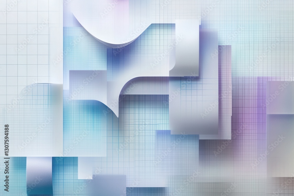 Aufkleber futuristic paper art background blending layered cut outs with a digital grid, highlighting cyber po
