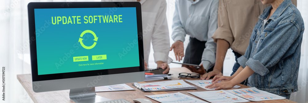 Aufkleber Software update on computer for brisk version of device software upgrade