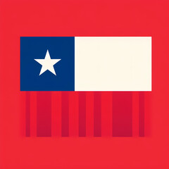 Fototapeta premium Flat vector illustration of the Chile flag, blue square with a white star, red and white horizontal stripes, simple and clean.