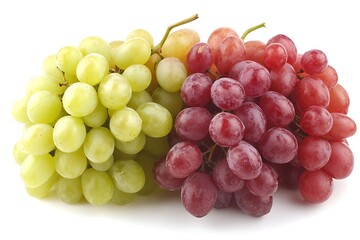 Fototapeta premium Fresh green and red grapes on white