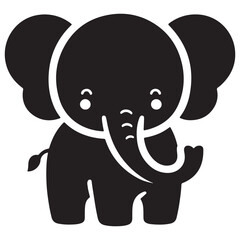 Elephant Silhouette vector illustration of a cute baby animal