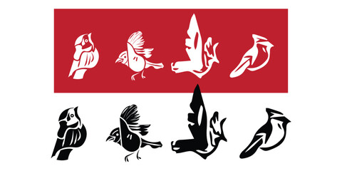 birds silhouette vector isolated on white