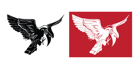 A hornbill silhouette vector isolated on white © daniel limantara