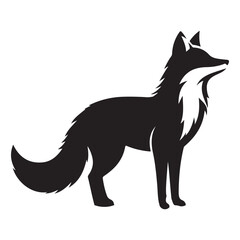Intricate Black Fox Silhouette Vector Illustration Detailed Animal Art