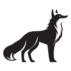 Elegant Fox Silhouette Standing Proudly Illustration for Creative Use