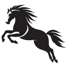 Majestic Black Horse Rearing Up Silhouette Vector Illustration Design