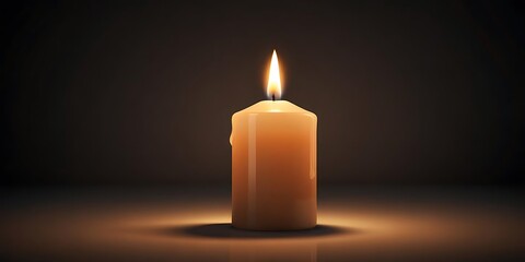 Candle is lit and is sitting on a table