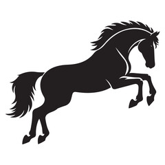 Elegant Black Horse Silhouette Leaping Vector Illustration Art
