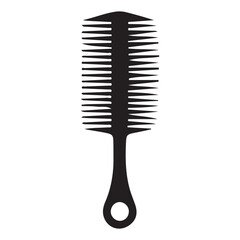 Fine Tooth Comb Silhouette Hair Styling and Grooming Tool Vector