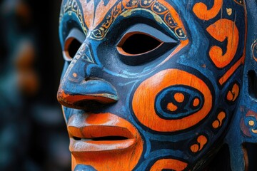 Wooden Mask Close Up
