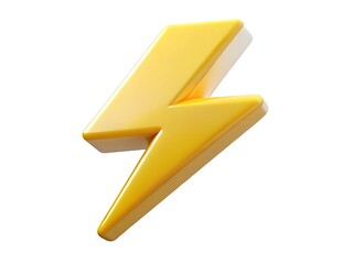 Vibrant Yellow Lightning Bolt Icon on Isolated White Background