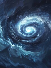 A vortex of pure white light expands outward, forming soft spiraling waves in a mesmerizing celestial display